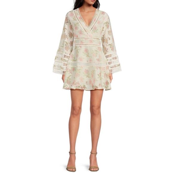 Layered With Love Dresses & Skirts - NWT Chic V-Neck Floral Dress with Lace Details